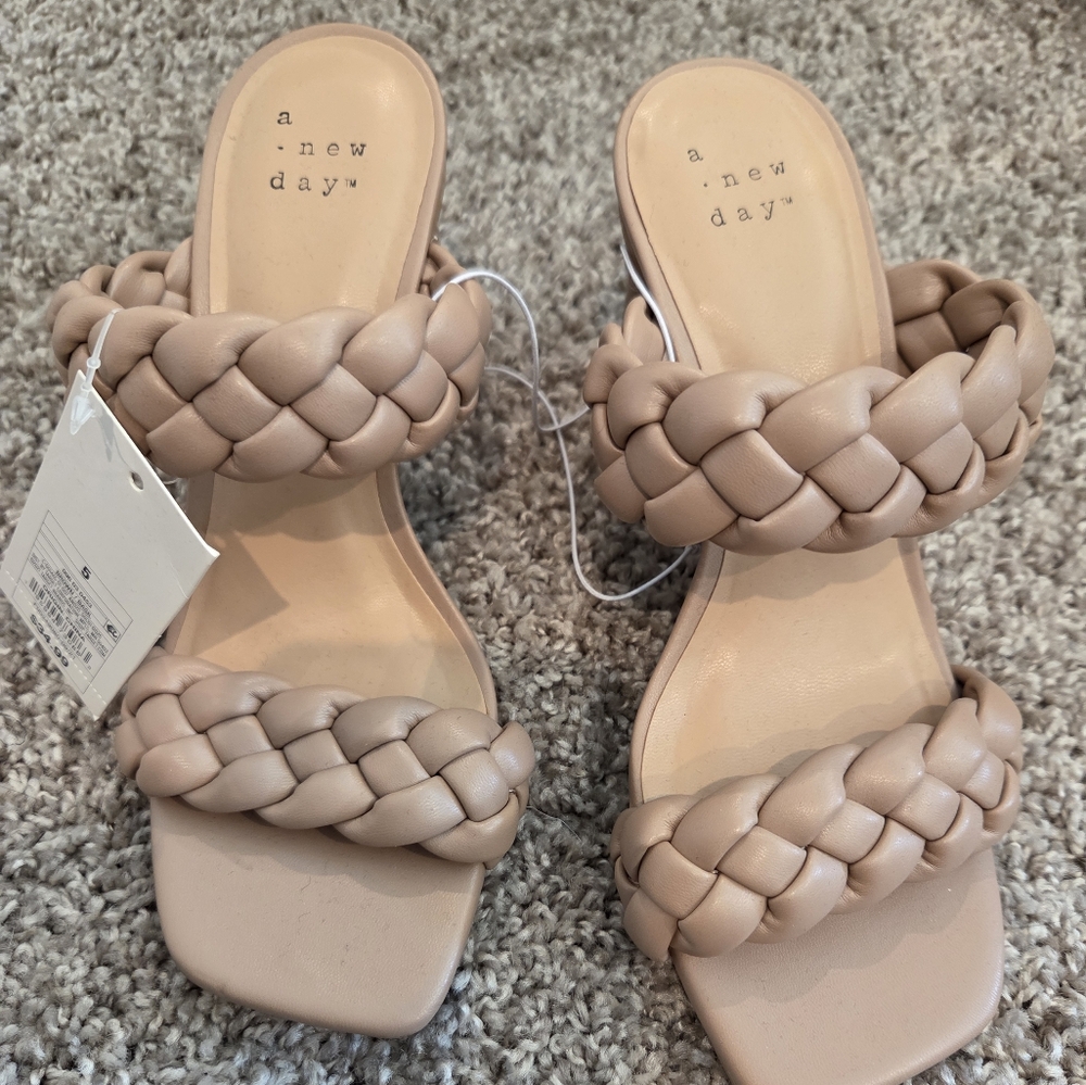 A New Day Women's Braided Beige Sandals